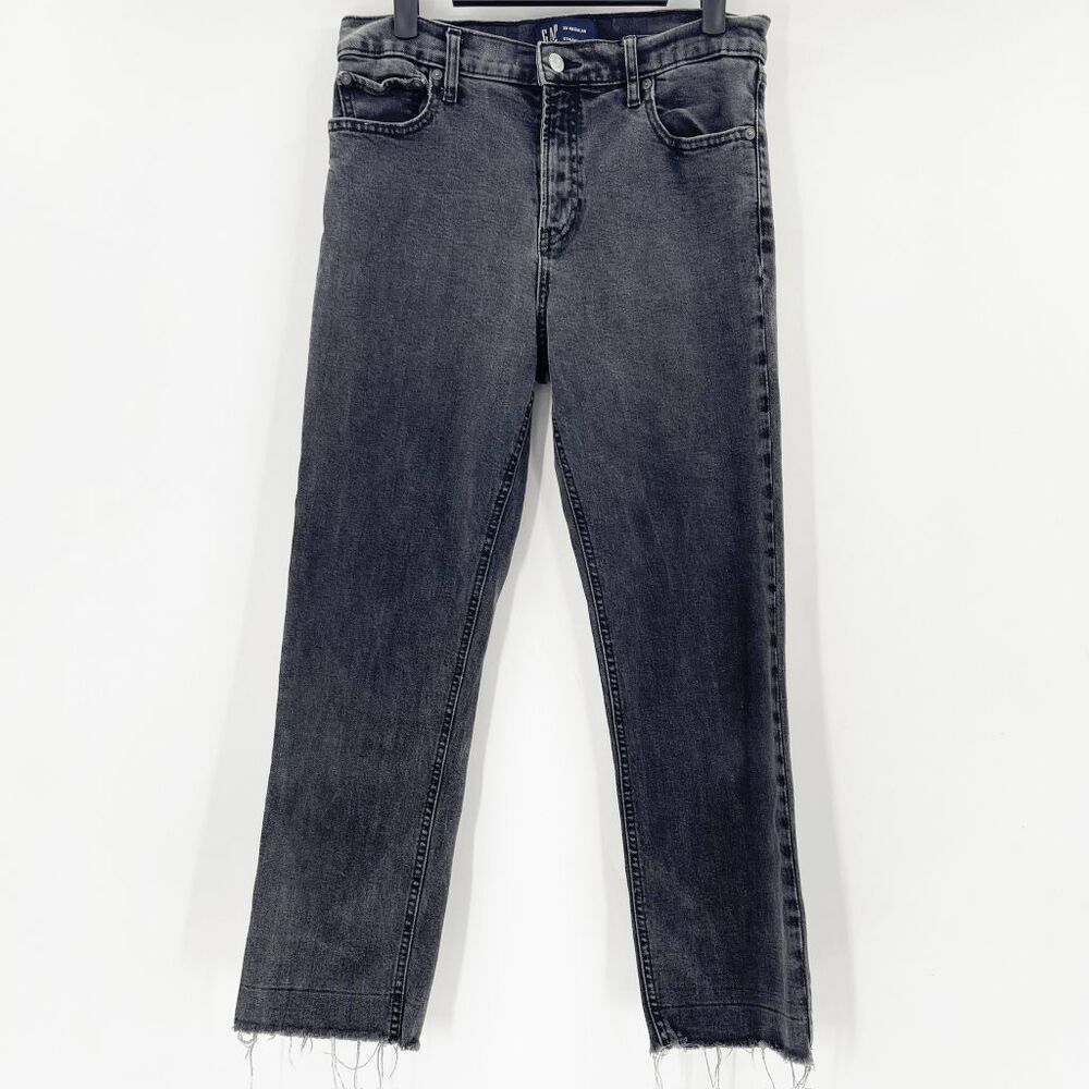 Gap Straight Leg Jeans Womens Size 29 Black High Rise Cropped Denim Stretch